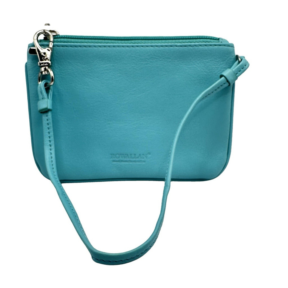 Rowallan of Scotland Wristlet Wallet Light Blue Luxury Leather 6" X 4”